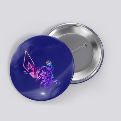 Astronaut Playing Basketball Sport Autism Awarenes Day Space Gift Button