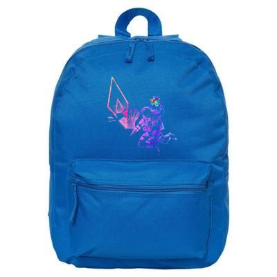 Astronaut Playing Basketball Sport Autism Awarenes Day Space Gift 16 in Basic Backpack