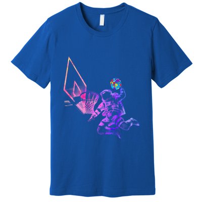 Astronaut Playing Basketball Sport Autism Awarenes Day Space Gift Premium T-Shirt