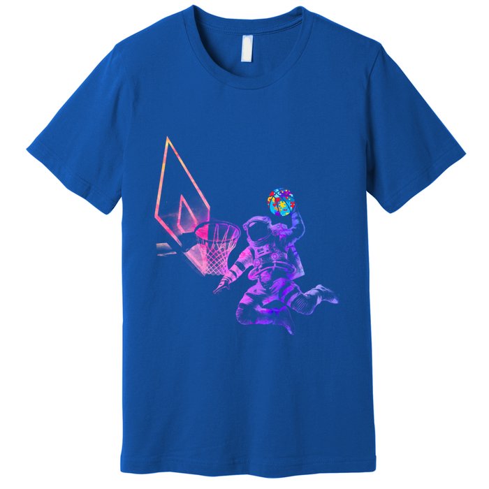 Astronaut Playing Basketball Sport Autism Awarenes Day Space Gift Premium T-Shirt