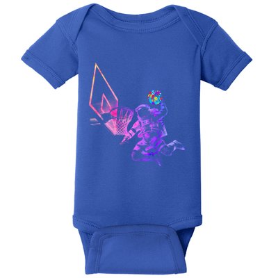 Astronaut Playing Basketball Sport Autism Awarenes Day Space Gift Baby Bodysuit