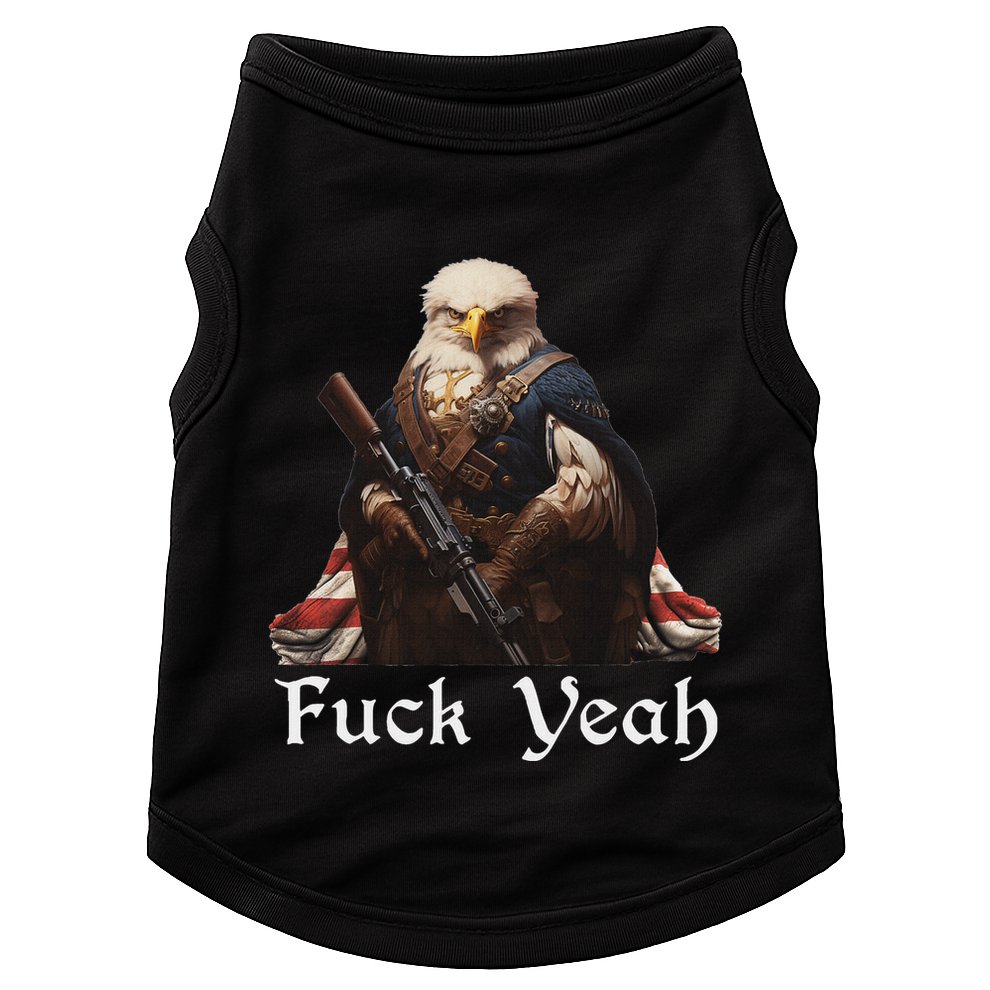 American Pride Bald Eagle Rifle 1776 Fuck Yeah Flag Cape Doggie Tank