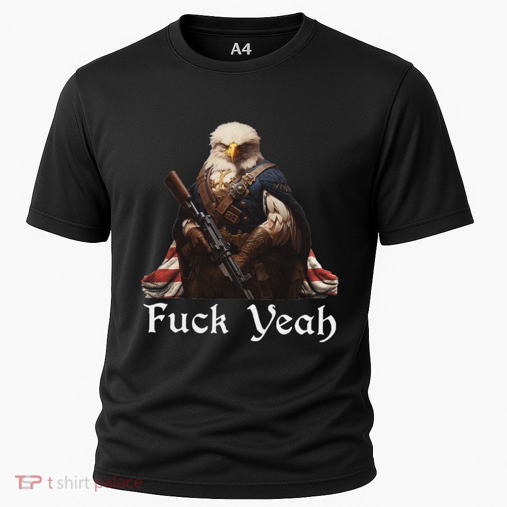 American Pride Bald Eagle Rifle 1776 Fuck Yeah Flag Cape Performance Shirt