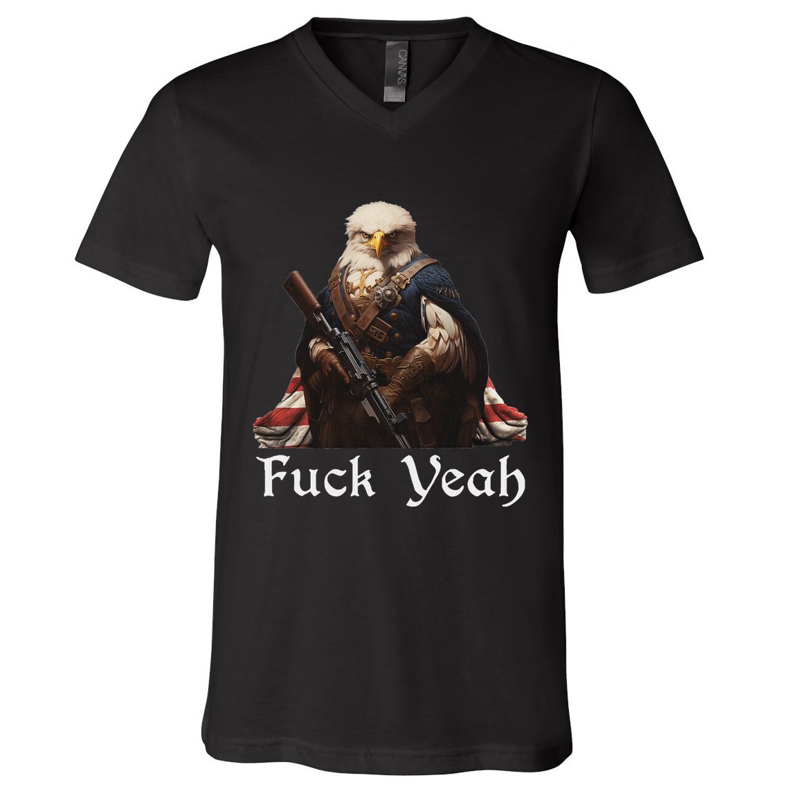 American Pride Bald Eagle Rifle 1776 Fuck Yeah Flag Cape V-Neck T-Shirt