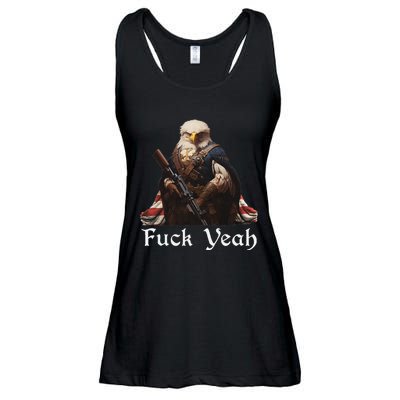 American Pride Bald Eagle Rifle 1776 Fuck Yeah Flag Cape Ladies Essential Flowy Tank