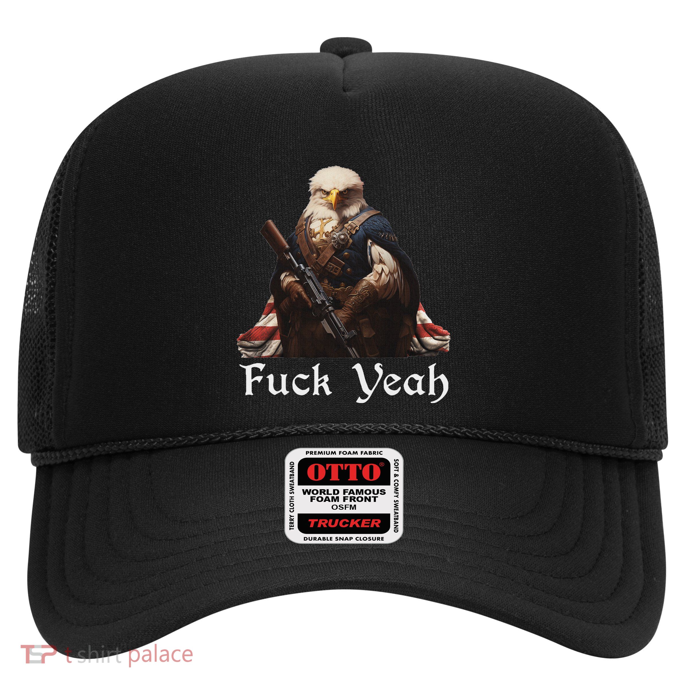 American Pride Bald Eagle Rifle 1776 Fuck Yeah Flag Cape Trucker Hat