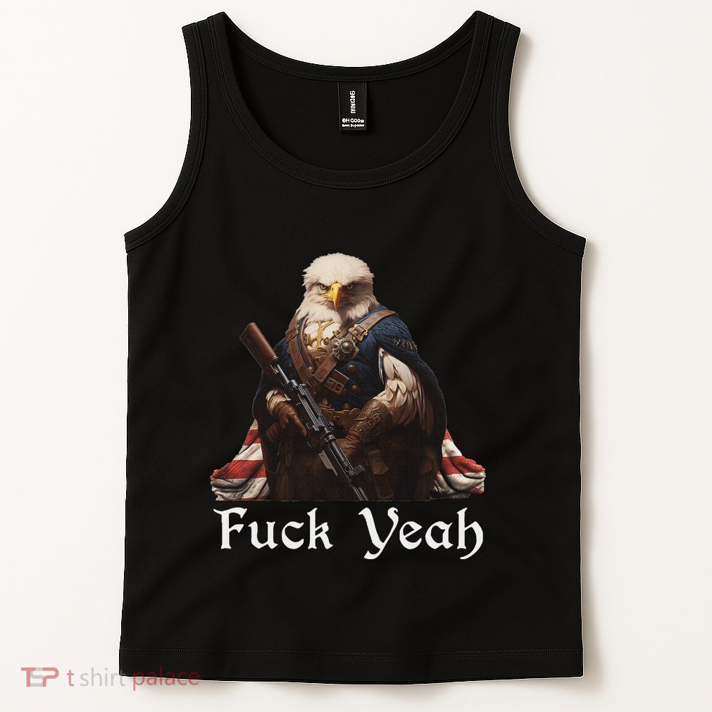American Pride Bald Eagle Rifle 1776 Fuck Yeah Flag Cape Tank Top