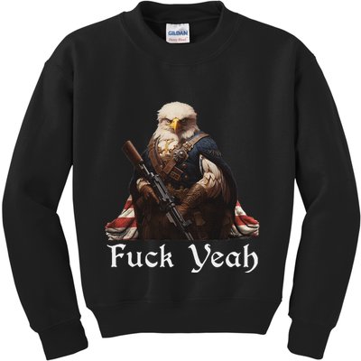 American Pride Bald Eagle Rifle 1776 Fuck Yeah Flag Cape Kids Sweatshirt
