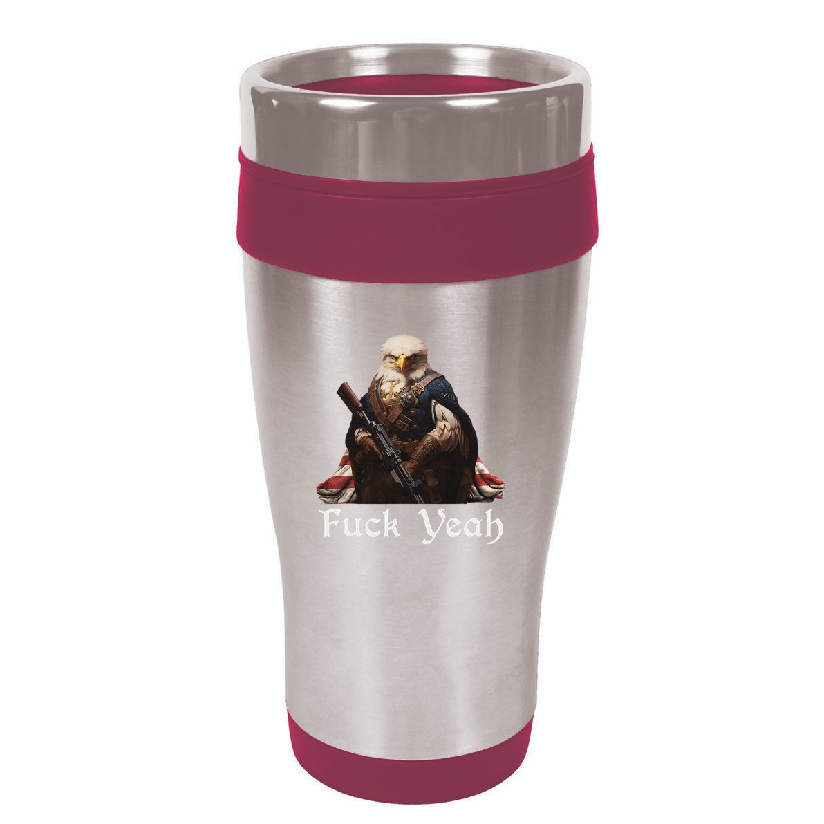 American Pride Bald Eagle Rifle 1776 Fuck Yeah Flag Cape 16oz Travel Tumbler