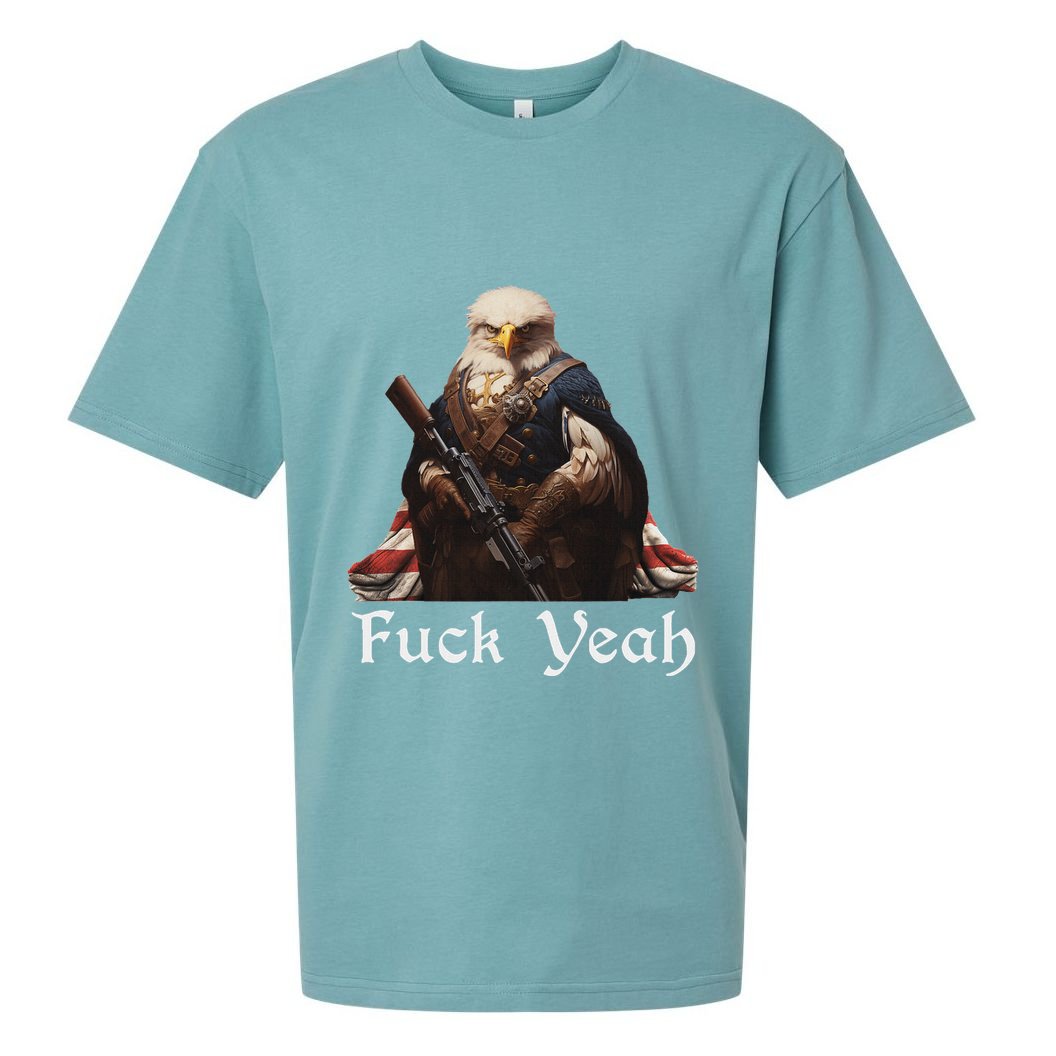 American Pride Bald Eagle Rifle 1776 Fuck Yeah Flag Cape Sueded Cloud Jersey T-Shirt