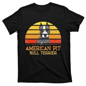 American Pit Bull Terrier Dog Lovers Sunset For Dad Mom Dad T-Shirt