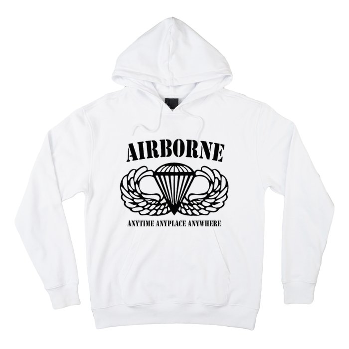 Airborne Paratrooper Black Jump Wings Airborne Tab Hoodie