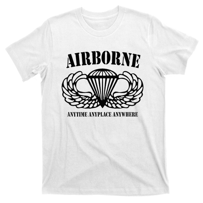 Airborne Paratrooper Black Jump Wings Airborne Tab T-Shirt