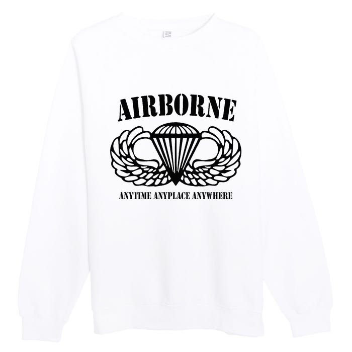 Airborne Paratrooper Black Jump Wings Airborne Tab Premium Crewneck Sweatshirt