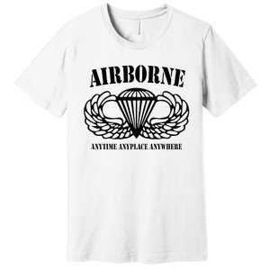 Airborne Paratrooper Black Jump Wings Airborne Tab Premium T-Shirt