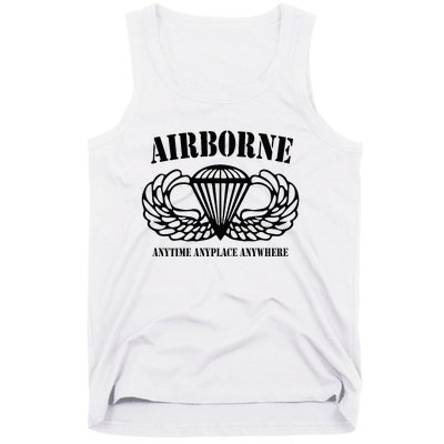 Airborne Paratrooper Black Jump Wings Airborne Tab Tank Top