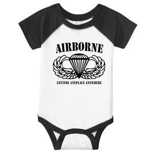 Airborne Paratrooper Black Jump Wings Airborne Tab Infant Baby Jersey Bodysuit