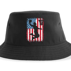 American Patriotic Basketball 4th Of July US Flag Men Sustainable Bucket Hat