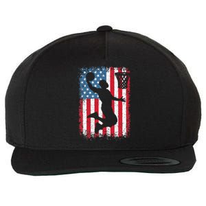 American Patriotic Basketball 4th Of July US Flag Men Wool Snapback Cap