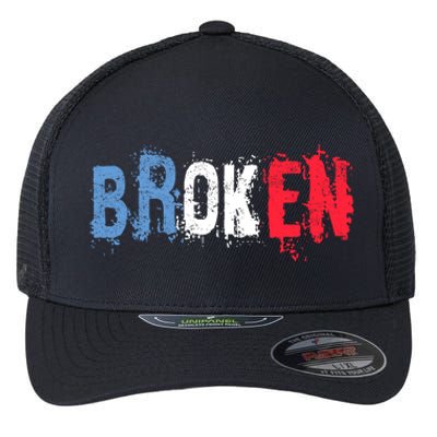 America Patriotic Broken Retro Distressed Usa American Flag Gift Flexfit Unipanel Trucker Cap