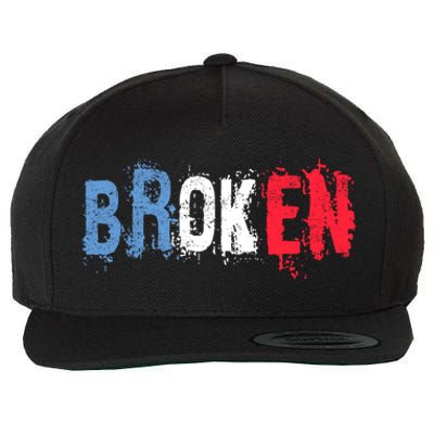 America Patriotic Broken Retro Distressed Usa American Flag Gift Wool Snapback Cap