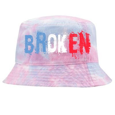 America Patriotic Broken Retro Distressed Usa American Flag Gift Tie-Dyed Bucket Hat