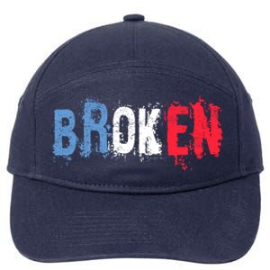 America Patriotic Broken Retro Distressed Usa American Flag Gift 7-Panel Snapback Hat