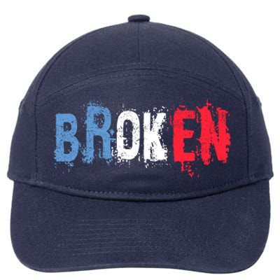 America Patriotic Broken Retro Distressed Usa American Flag Gift 7-Panel Snapback Hat