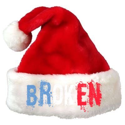 America Patriotic Broken Retro Distressed Usa American Flag Gift Premium Christmas Santa Hat