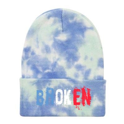 America Patriotic Broken Retro Distressed Usa American Flag Gift Tie Dye 12in Knit Beanie