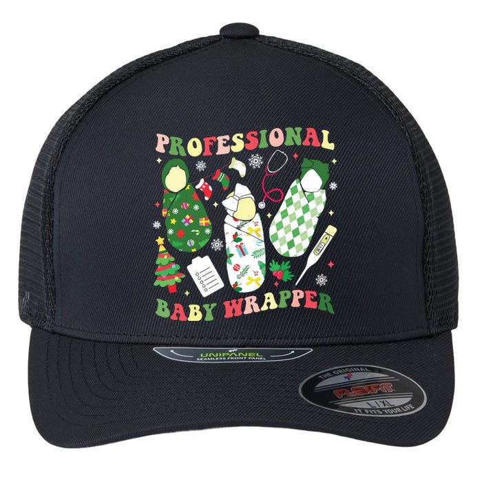 Apdl Professional Baby Wrapper Funny Christmas Nicu Nurse Flexfit Unipanel Trucker Cap