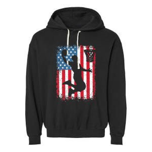 American Patriotic Basketball 4th Of July US Flag Garment-Dyed Fleece Hoodie