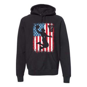 American Patriotic Basketball 4th Of July US Flag Premium Hoodie