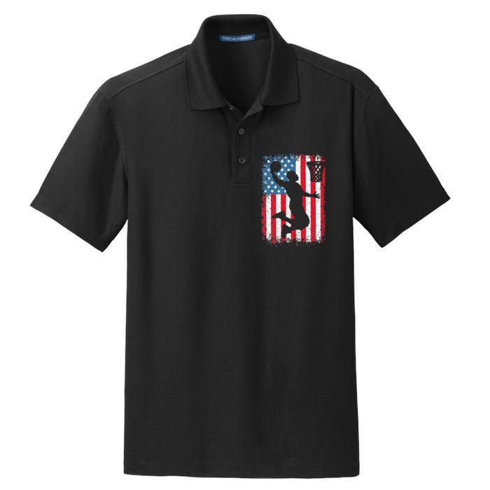 American Patriotic Basketball 4th Of July US Flag Dry Zone Grid Polo