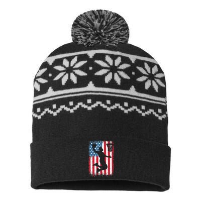 American Patriotic Basketball 4th Of July US Flag USA-Made Snowflake Beanie