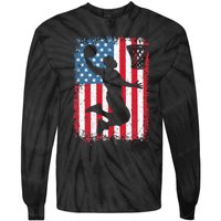 American Patriotic Basketball 4th Of July US Flag Tie-Dye Long Sleeve Shirt