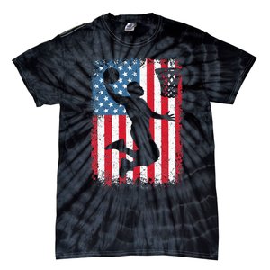 American Patriotic Basketball 4th Of July US Flag Tie-Dye T-Shirt