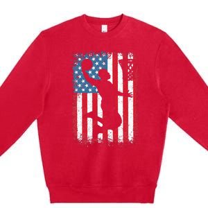 American Patriotic Basketball 4th Of July US Flag Premium Crewneck Sweatshirt