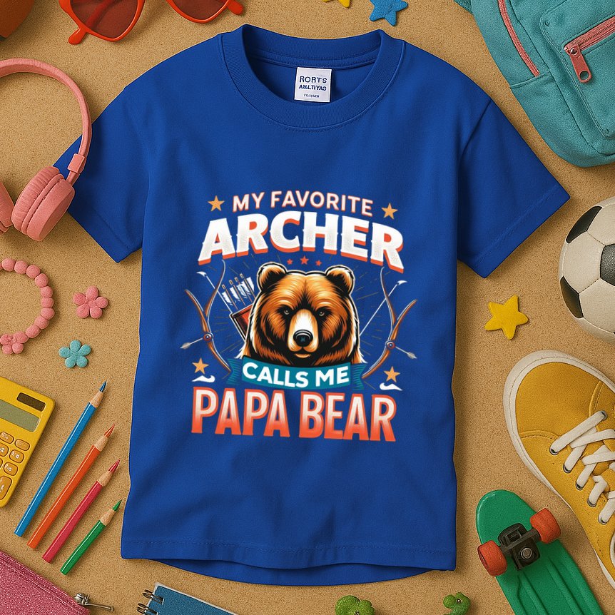 Archery Papa Bear My Favorite Archer Calls Me Papa Bear Cute Gift Kids T-Shirt