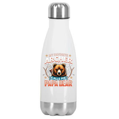 Archery Papa Bear My Favorite Archer Calls Me Papa Bear Cute Gift Stainless Steel Insulated Water Bottle