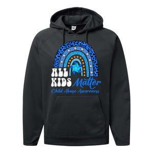 All Pinwheel Blue Rainbow Child Abuse Awareness Performance Fleece Hoodie