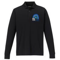 All Pinwheel Blue Rainbow Child Abuse Awareness Performance Long Sleeve Polo