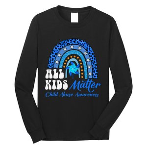 All Pinwheel Blue Rainbow Child Abuse Awareness Long Sleeve Shirt