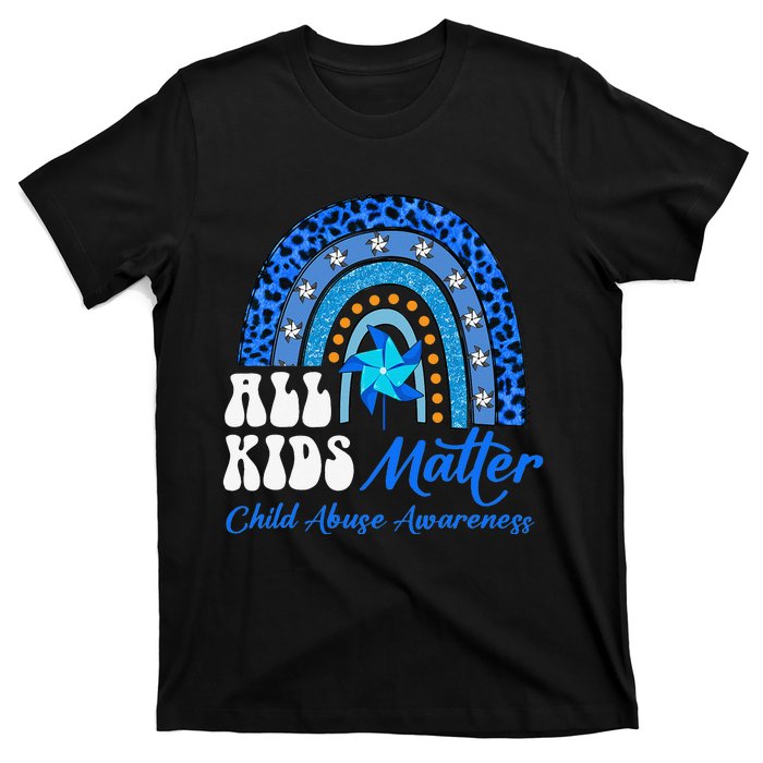 All Pinwheel Blue Rainbow Child Abuse Awareness T-Shirt