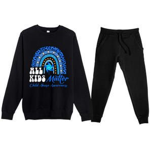 All Pinwheel Blue Rainbow Child Abuse Awareness Premium Crewneck Sweatsuit Set