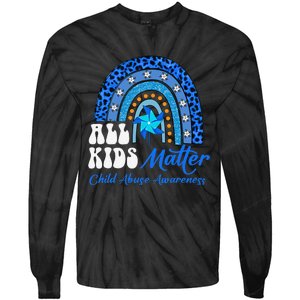 All Pinwheel Blue Rainbow Child Abuse Awareness Tie-Dye Long Sleeve Shirt