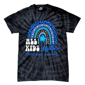 All Pinwheel Blue Rainbow Child Abuse Awareness Tie-Dye T-Shirt