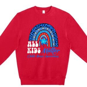 All Pinwheel Blue Rainbow Child Abuse Awareness Premium Crewneck Sweatshirt