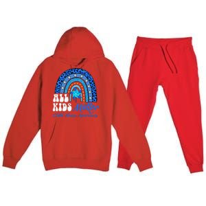 All Pinwheel Blue Rainbow Child Abuse Awareness Premium Hooded Sweatsuit Set