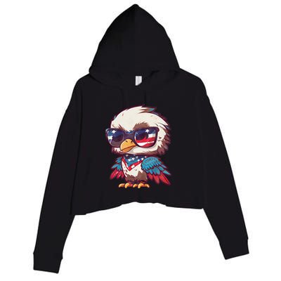 America Patriotic Bald Eagle Crop Fleece Hoodie